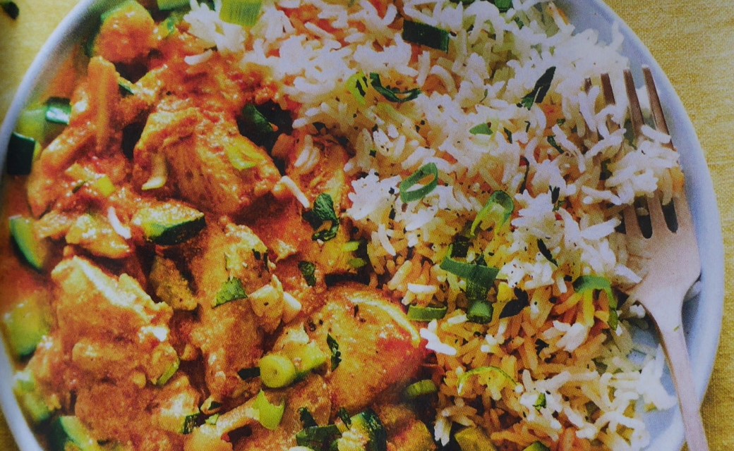 Cover Image of Hähnchen-Tikka-Masala mit Reis 
